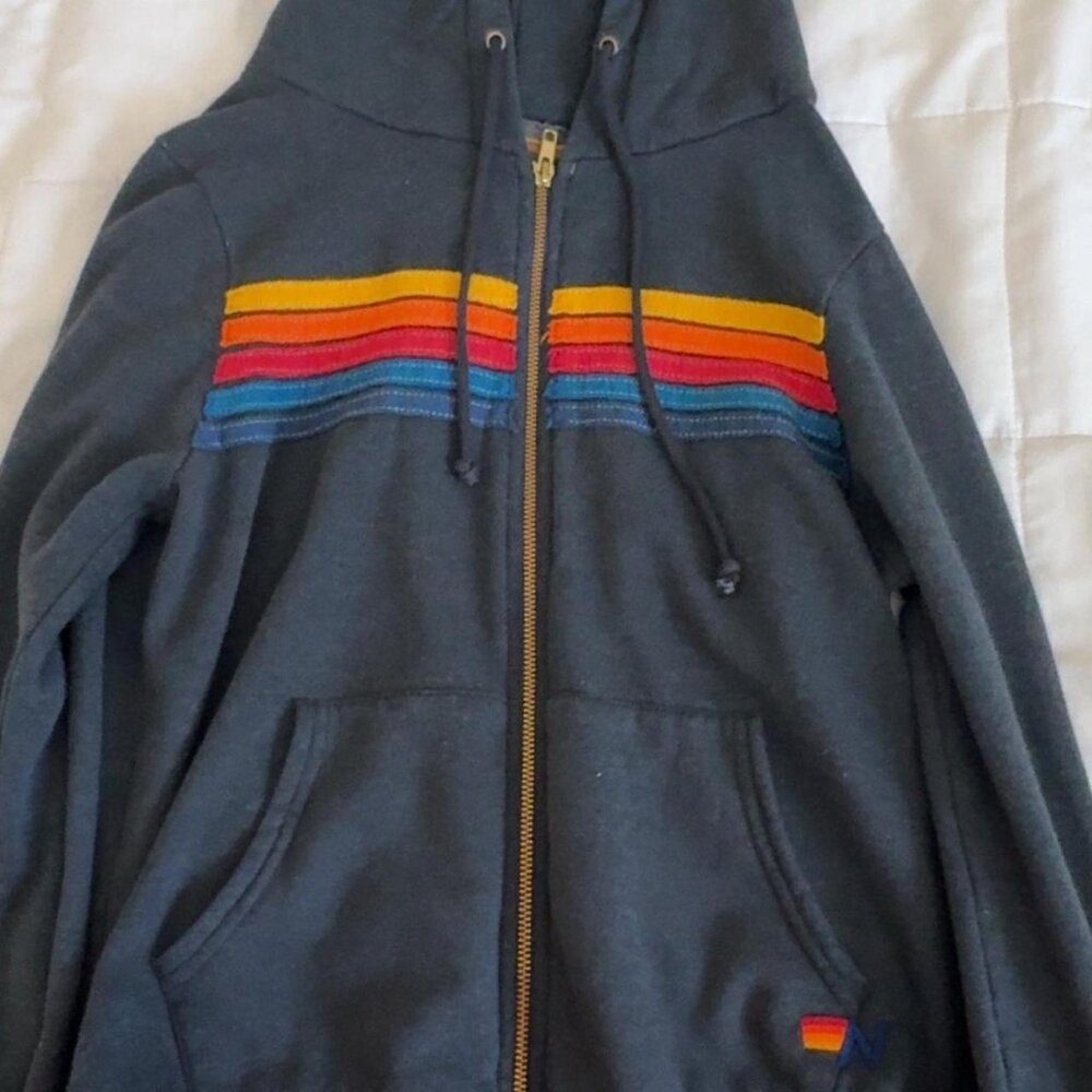 Aviator Nation 5 Stripe Hoodie - CHARCOAL